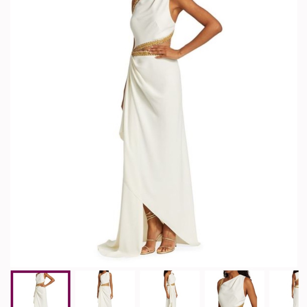 Reem Acra beaded drape cut out gown size 4